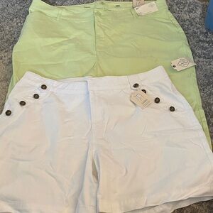 Womens size 18 W St. Johns Bay lime green capris and white shorts size 18